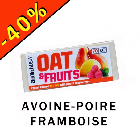 BIOTECH OATS AND FRUITS - barre céréale - poire framboise - 70gr - ILLIMITsport.com